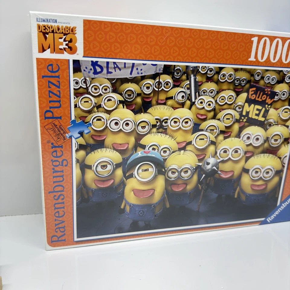 Quebra-cabeça Ravensburger Despicable Me 3 1000 peças raro Minions 20" X 27" NOVO - Imagem 2 de 4