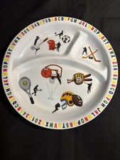 Vintage Sectioned Sports Themed Melamine Plates For Children