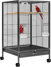 30 Inch Height Wrought Iron Bird Cage with Rolling Stand for Conures Lovebirds C