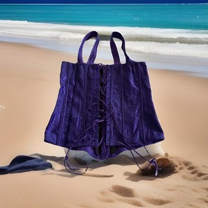 Vtg Empire Intimates Purple Lace-Up Corset Solid / Floral Y2K USA Made Sexy 36