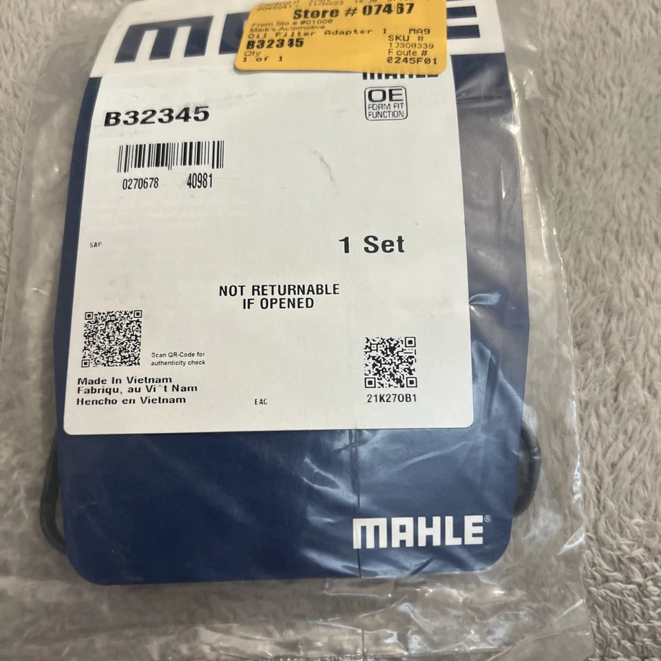 Junta adaptadora del filtro de aceite del motor para BMW X5 X6 Z4 MAHLE 2006-2018 ORIGINAL Foto 2 de 3