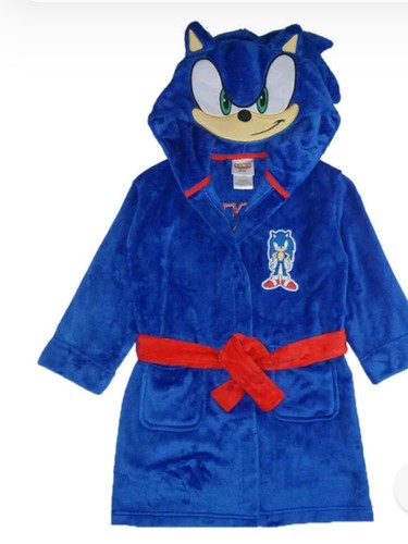 Sonic The Hedgehog Boys Blue Costume Plush Robe Size 7/8 - Picture 1 of 5