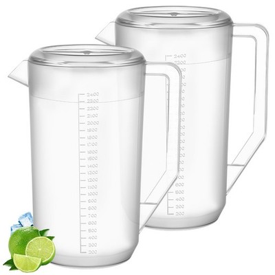 saerryor 2er Pack Kunststoffkrüge mit Deckel, 2,4 Liter klar Liter, transparent 
