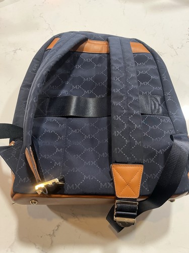 Max Studio Signature Print Faux Leather Drop Bottom Backpack | eBay