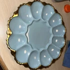 Vintage Anchor Hocking Fire King Delphite Blue Deviled Egg Serving Dish Plate