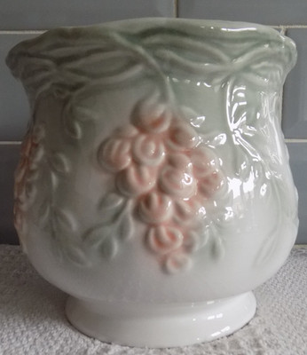 Vintage M&S St Michael Pflanzkübel Keramik geprägt 16 cm creme Made Portugal