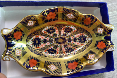 Royal Crown Derby 1128 Old Imari Solid Gold Band Oval Pin/Trinket Dish vgc 1st