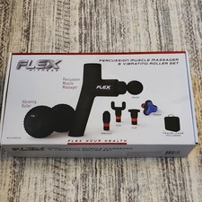 Flex Fitness Percussion Muscle Massager  Vibrating Roller Set Cordless 5 Heads