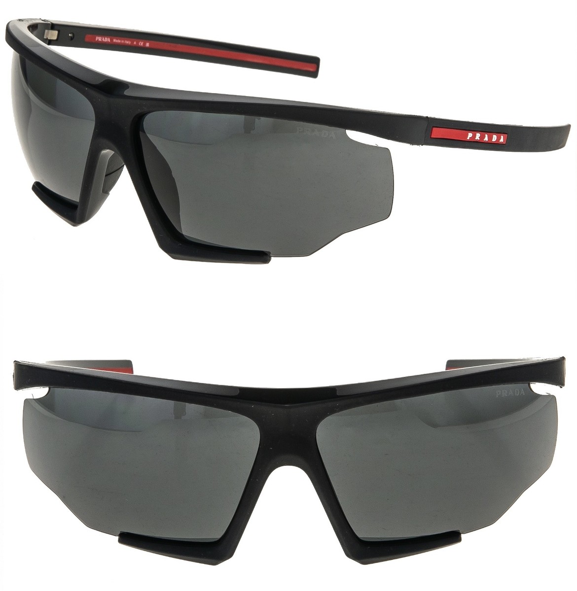 PRADA LINEA ROSSA ACTIVE 07Y Black Rubber Sport Wrap Mask