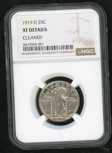 1919-D Standing Liberty 25c NGC XF Details Cleaned