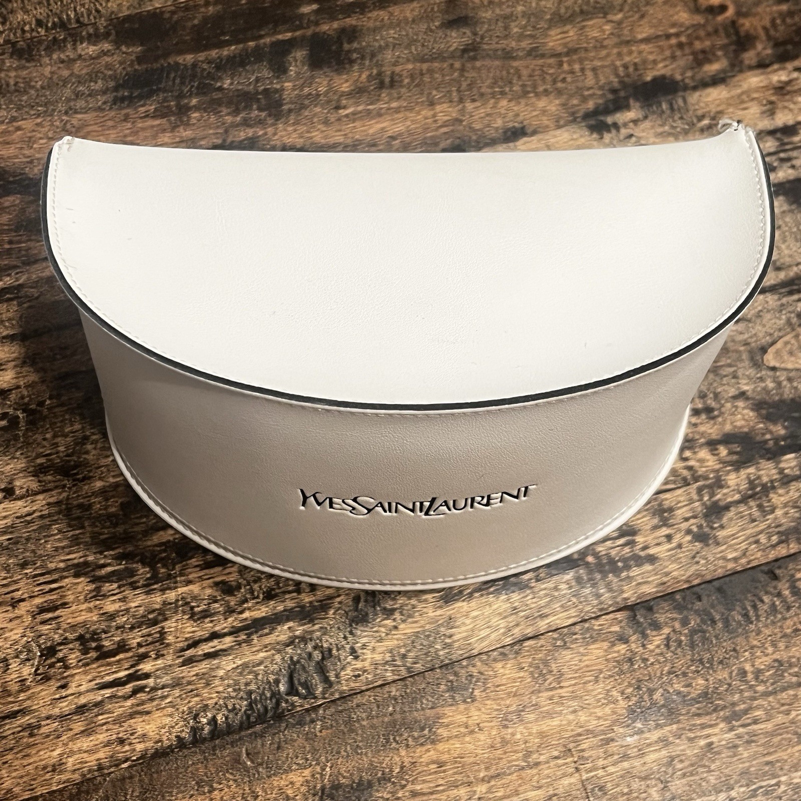 YSL Yves Saint Laurent White Leather Sunglasses Case Holder thumbnail 2