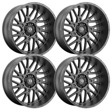 Set-4 Vision 404 Brawl 22x12 5x5.5 5x139.7 -51mm Satin Black Wheels 22 Inch