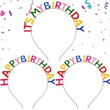 3 Pieces Rainbow Tiara Hair Bands, Alloy Princess Crowns for Birthday Girl Party