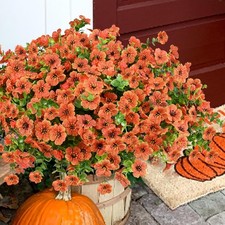 Artificial Flowers for Outdoor, UV Resistant Fake Silk Flowers, Orange