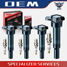4 Ignition Coil pack UF651 +Spark Plug For Elantra Tucson Kia Soul OEM 1.8L 2.0L