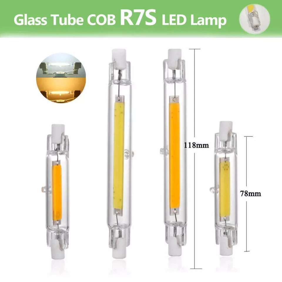 R7s 78mm 118mm Glasröhre Glühbirne COB Ersetzen Halogenlampe Dimmbar LED - Bild 2 von 4