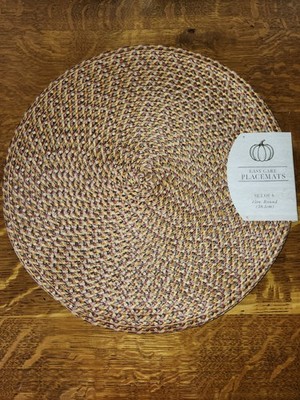 Easy Care Placemats Orange And Brown Set Of 6 Woven Round 15'' Fall Autumn