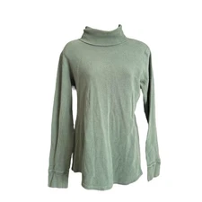 Duluth Trading Company Mock Neck Long Sleeve Top Green Women’s Size M