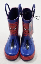 New Spiderman Youth Pull On Rain Boots Size 5-6 Marvel Ships Fast