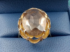 Sterling Silver Ring w. Light Colored Faceted Smokey Quartz: Size 8 5.7 grams