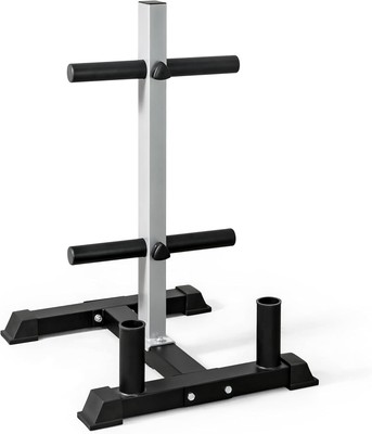 CAP Barbell Olympic Bumper Plate Tree Rack with 4 Weight Posts and Gray 
