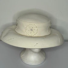 Night Studio New York White Beaded Embellished Church Dress Hat