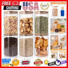 Elegant 6-Pack 50oz Glass Storage Jars with Airtight Bamboo Lids - Eco-Friendly