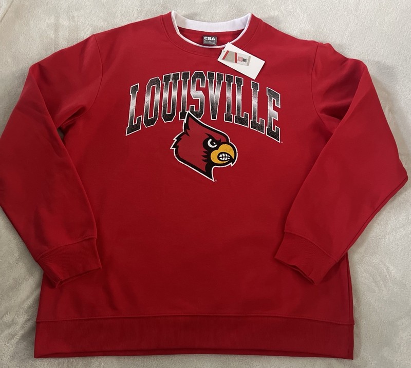 Louisville Cardinals Sweatshirt Sz XL Red Crewneck New
