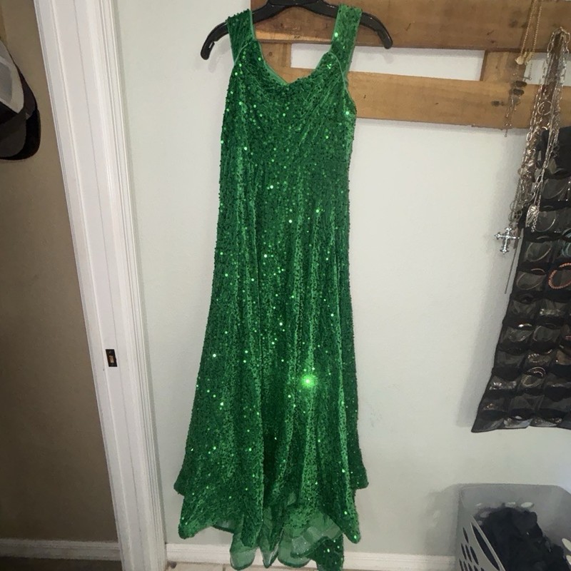 Women's Green Sequin V-Neck Sleeveless Long Maxi Dress Formal Party S