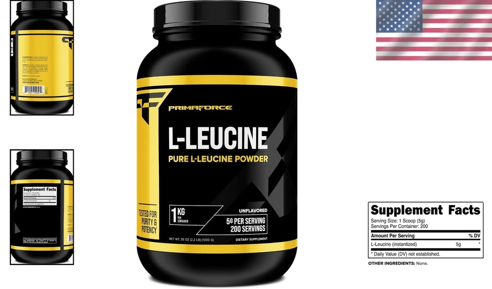 L-Leucine Powder 1 KG Bottle - Non-GMO, Gluten Free, 200 Servings, GMP Certified - Image 2 of 4