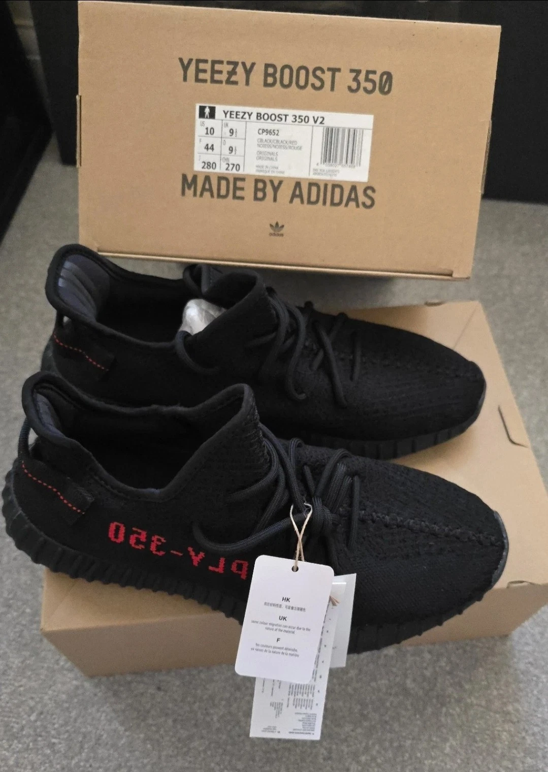 Adidas Yeezy Boost 350 V2 nere rosse allevate taglia UK9 5