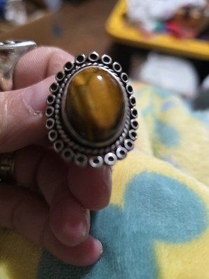 Tigers Eye Sterling Silver Native American Ring Size 6.5