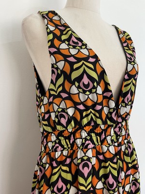 CALLIOPE Style Sleeveless V-Neck Multicoloured Maxi Dress Size L