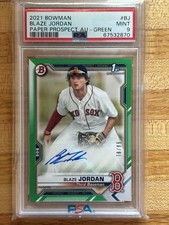 2021 Bowman Blaze Jordan Paper Prospect Auto Green /99 PSA 9 #PAPR-BJ Cardinals