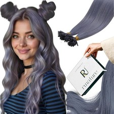 RUNATURE 14" Light Blue U-Tip Human Hair Extensions Hot Fusion Remy