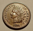 1876 Indian Head Small Cent, Better Low Mintage Date, Old US Penny, Nice AU+/BU