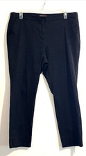 Dana Buchman Woman's Dress Pants Size 16 Black Brokade Tapered Leg