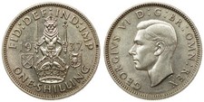 Great Britain - One Shilling 1937 - Scottish crest, George VI, Silver