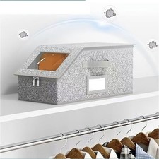 Foldable Gray Hat Storage Box with Dustproof Zipper Large Capacity for Home