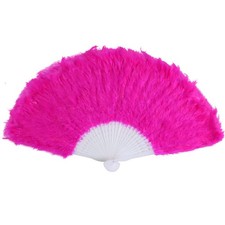Feather Hand Fan, 1920s Vintage Style Marabou Feather Fan, Folding Handheld F...