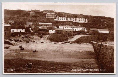 RPPC The Harbour Sennen Cove Cornwall 1950s Valentine Real Photo Boats Village