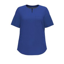 ClimateRight by Cuddl Duds Modern Short Sleeve Scrub Top Women's Blue Large