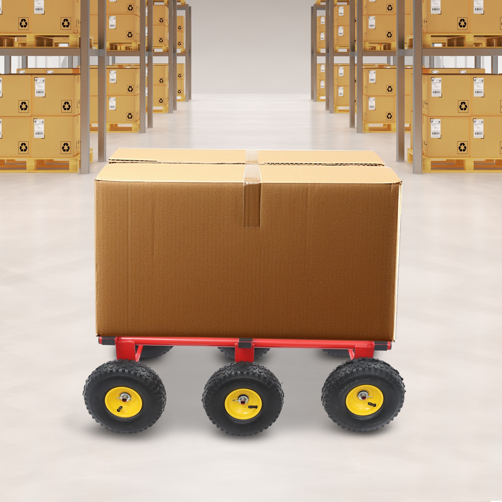 New All Terrain Dolly 1200lb Capacity 35x18 Inch with 6x10 Pneumatic Wheels Red