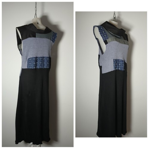 NEW Handmade TAILORED luxury FABRIC A Line DRESS one Size Linen Denim Cotton - Picture 2 of 11