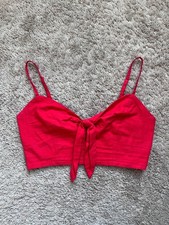 Urban Outfitters Crystal Tie-Front Cropped Cami in Red Size SMALL