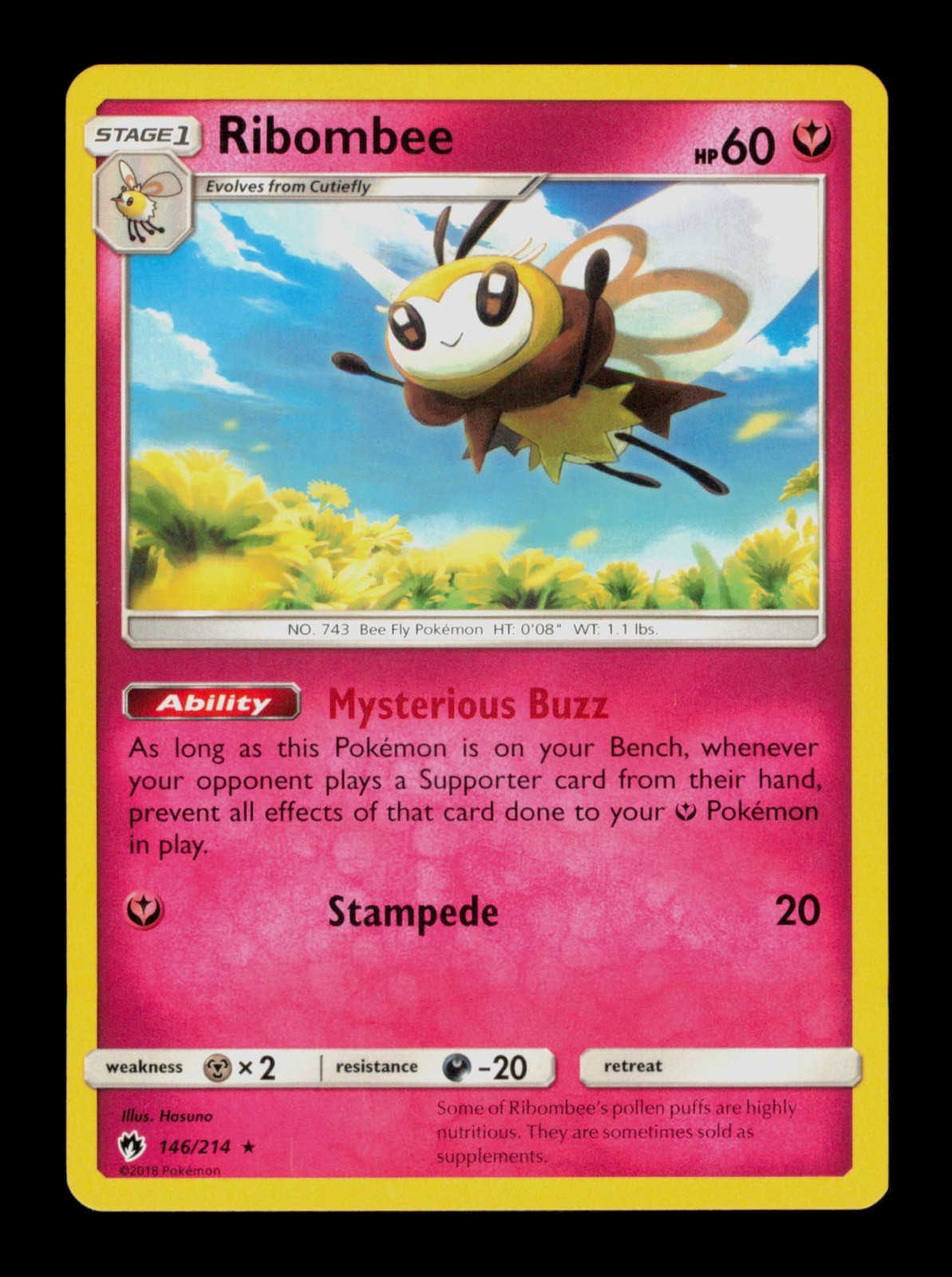 Ribombee 146/214 Pokemon Lost Thunder Trading Card TC