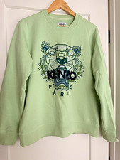 KENZO Paris Green Tiger Graphic Fleece Crewneck Sweatshirt Men  s M FC55SW1234XL