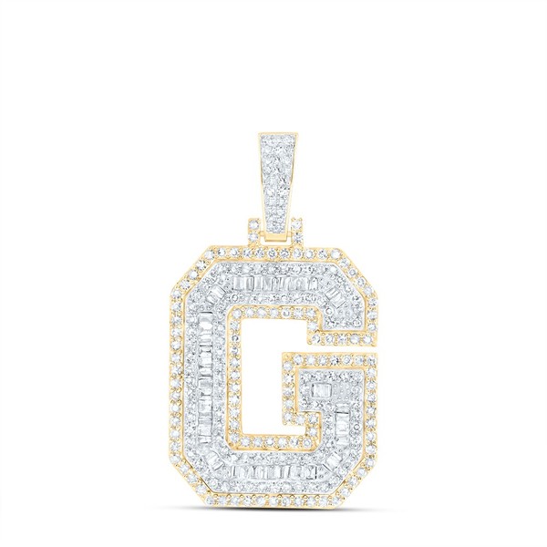 10K Gelbgold Echt Baguette Diamant Vereist Aus Brief G Initialen AnhäNger 1.25-image