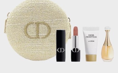 Dior Gold Glitter Jewelry Pouch 4 pc Travel Gift Set of - Limited Edition-NIB
