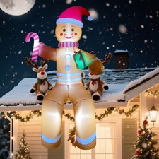 10ft Giant Gingerbread Man in Sitting Pose Lighted Christmas Inflatable Yard ...